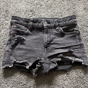 American Eagle Distressed Black Denim Shorts